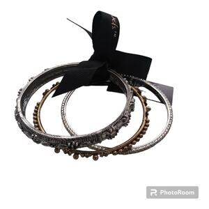 JJI J Jewels 3 bangle Bracelets Set Mixed Metal